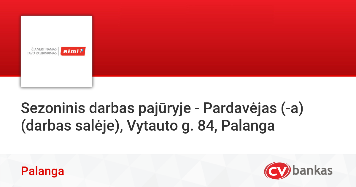 Sezoninis darbas palangoje