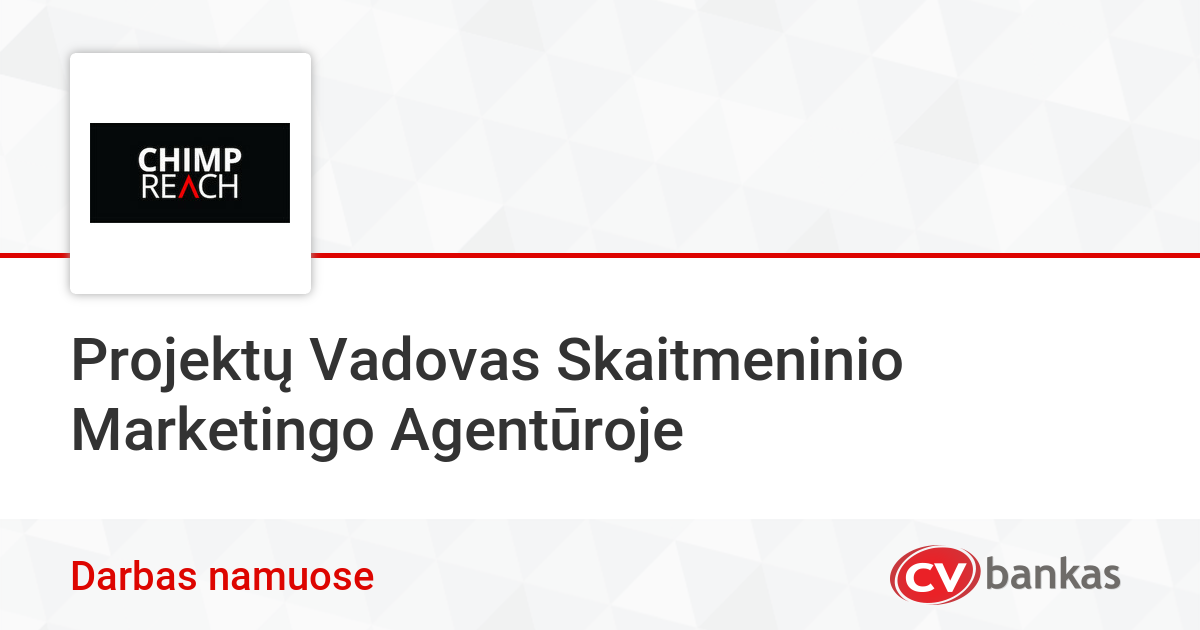 Projektų Vadovas Skaitmeninio Marketingo Agentūroje Darbas Namuose ...