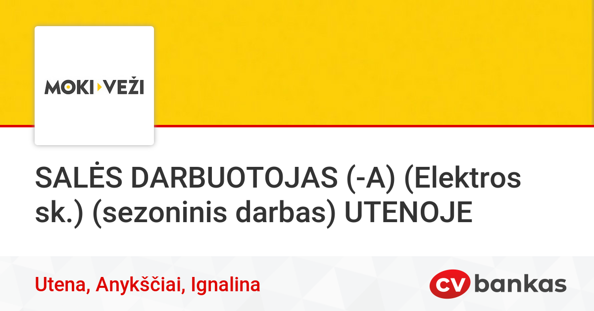 Darbas Utenoje