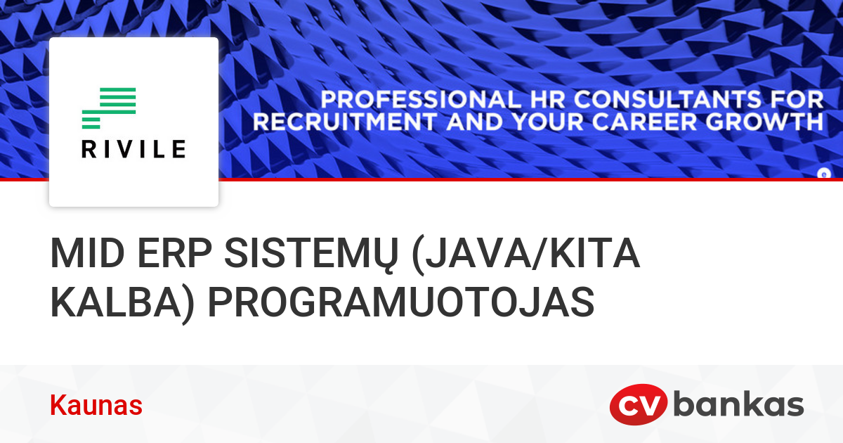 MID ERP SISTEMŲ (JAVA/KITA KALBA) PROGRAMUOTOJAS Kaune, UAB Emplonet ...